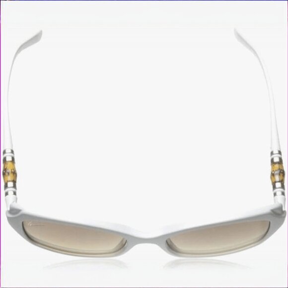 Gucci White Bamboo Sunglasses - GG3194/S - Rectangular Brown Tint - Never Worn - Picture 4 of 14